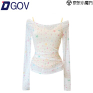 DGOV2025 美式甜妹ins風(fēng)設計感星星印花修身薄款長(cháng)袖小吊帶背心上衣 背心+T恤 兩件套 M 90-105斤