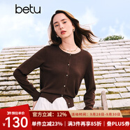 百圖betu女裝秋季新款毛針織衫圓領(lǐng)通勤舒適針織開衫女2408T18 咖啡色 XS