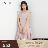 SNIDEL春夏款甜美方領(lǐng)露背高腰荷葉邊公主連衣裙SWFO232255 粉色 均碼 （F）