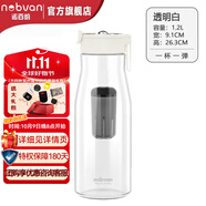 諾百紛4系魔力球磁彈泡茶杯tritan塑料便攜戶外健身防摔茶水分離杯  透明白 T3516 1200ml