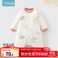 優(yōu)奇寶寶睡衣嬰兒睡袍兒童睡裙春秋款連體衣護(hù)肚防踢被純棉舒適家居服 秋冬【40g薄棉】頑皮熊貓 100
