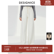 迪賽尼斯（DESIGNICE）2024年春季新款通勤風(fēng)簡(jiǎn)約寬松高腰衛(wèi)褲百搭黑色休閑褲女 白色 L