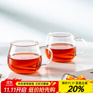 憶壺茶 玻璃杯兩只小茶杯帶把手喝水杯耐熱玻璃綠茶杯茶壺配杯茶具品茗杯加厚家用商務(wù)小杯 品杯 120ml 2只