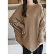 恒源祥2025慵懶風(fēng)外穿不規則斗篷上衣女蝙蝠衫披肩設計感針織毛衣秋冬 駝色 S