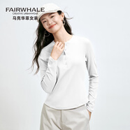 馬克華菲莫代爾亨利長(cháng)袖T恤女2025新款收腰顯瘦時(shí)尚感純色V領(lǐng)上衣