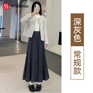 FitonTon絲絨半身裙秋冬松緊高腰顯瘦遮胯垂感百褶裙a字裙長(cháng)款大擺裙子女