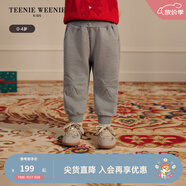 Teenie Weenie Kids小熊童裝25新年款女寶寶蝴蝶結(jié)純色加絨長衛(wèi)褲 中灰色 110 cm