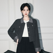 森馬森馬深灰色翻領(lǐng)小西裝外套女春秋早秋季新款夾克開(kāi)衫西服短款上衣 藍灰色 森馬 L (165) 88a