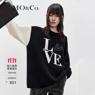 MO&Co.【綿羊毛×牦牛絨】春秋立體皮質(zhì)愛心章仔寬松落肩毛衣摩安珂 黑色-第2批 M 165