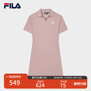 FILA 斐樂官方女子針織連衣裙時尚修身POLO領(lǐng)短袖裙子 瓊脂粉-PK S (160) 80A