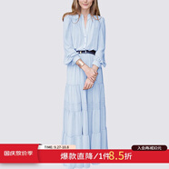MeetMetro瑪依爾法式仙女連衣裙女2025秋新款高端氣質(zhì)純欲風(fēng)裙子禮服長裙 淺藍(lán)【現(xiàn)貨】 M