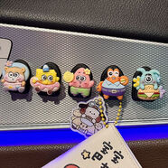 星星人汽車掛鉤座椅背掛勾可愛車載掛鉤后排多功能車內(nèi)收納置物鉤 甜甜圈比奇堡小掛鉤五只