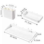 語(yǔ)森憶圓孔洞洞板配件通用6mm16孔距L掛鉤收納盒金屬板置物架方盒手機架 驚喜-圓孔配件三件套A款-白色