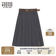 Teenie Weenie【趙露思同款】小熊女裝百褶中長裙A字裙灰色JK裙子 灰色 S (160)