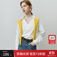 范思藍恩22FS3092白色蝙蝠袖襯衫女長袖春秋法式氣質(zhì)V領(lǐng)顯瘦上衣 白色 M