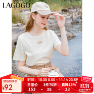 LAGOGO【涼感抗菌】索羅娜短袖T恤女拉谷谷夏季簡約圓領(lǐng)正肩上衣 米色(T2) S