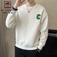 AEMAPE衛衣男2024秋季新款百搭長(cháng)袖t恤男潮流韓版男士圓領(lǐng)套頭打底 白色T164 M 85-100斤