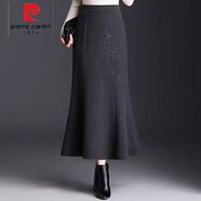 皮爾卡丹（pierre cardin）黑色魚(yú)尾裙半身裙女秋冬2025新款高腰包臀裙中長(cháng)一步裙 灰色 【秋冬粗花呢】 4XL 140-150斤