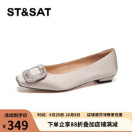 星期六（St&Sat）女鞋淺口平底方扣水鉆通勤單鞋 銀灰色  37 