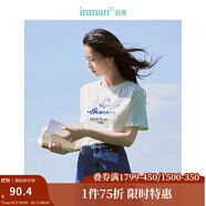 茵曼（INMAN）100%純棉短袖T恤2025夏女裝新款復古通勤白上衣 珍珠白 S