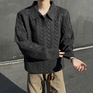 梵調（VEDEOL）2025高品質(zhì)不起球毛衣男秋冬季寬松休閑加厚套頭針織衫男含羊毛 黑色 L 體重115-130合適