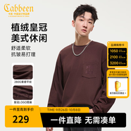 卡賓男裝 皇冠圖案設計美式休閑長(cháng)袖T恤2025秋季新款舒適柔軟 棗紅色64 M /170/48
