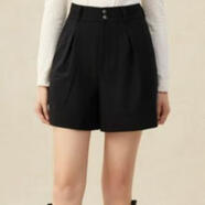 哥弟（GIRDEAR）秋季新款高腰兩?？郯俅疃萄澟?100440 黑色(薄款) S (2)