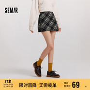 森馬（Semir）半身裙女格紋A字裙復古文藝冬俏皮短裙小個(gè)子學(xué)院風(fēng)101724120008
