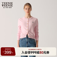Teenie Weenie小熊針織開(kāi)衫2025年春夏新款圓領(lǐng)休閑基礎長(cháng)袖毛衣外套女空調衫