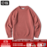 馬登工裝 美式復(fù)古重磅菠蘿紋粗毛衣加厚實圓領(lǐng)落肩休閑針織衫男 加州橙 M