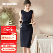 ROEYSHOUSE羅衣原創(chuàng)無袖職業(yè)連衣裙女夏裝時(shí)尚新款優(yōu)雅收腰背心裙01957 藏青色 2XL