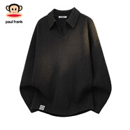 大嘴猴（paul frank）潮牌長(cháng)袖毛衣男士2025秋冬季保暖寬松休閑打底針織開(kāi)衫上外套服裝 暖黑色 【官方正品】 XL 【建議140-160斤】