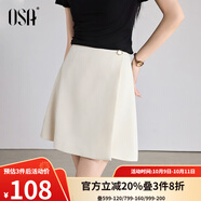 歐莎（OSA）休閑短褲女夏季高腰a字褲裙小個(gè)子通勤百搭顯瘦女褲 米白色 S