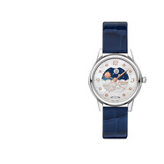 萬寶龍（MONTBLANC）手表女 寶曦系列自動機械鑲鉆日歷晝夜顯示腕表 30mm藍帶白盤129756