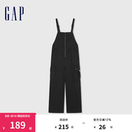Gap女裝春秋時尚百搭寬松背帶褲美式休閑工裝長褲477872黑色155/58A(XS)亞洲尺碼