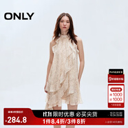 ONLY2025夏季新款淑女掛脖圓領(lǐng)荷葉邊短裙碎花連衣裙女|125207045 HH5桑迪紋樣沙色底 L