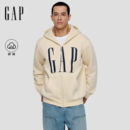 GAP男女裝2025秋季新款logo印花抓絨寬松運(yùn)動(dòng)連帽衫衛(wèi)衣786920 米色 XL (180/100A) 亞洲尺碼