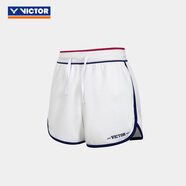 威克多（VICTOR）羽球俱樂部系列 羽毛球服 透氣有彈力男女款針織運動短袖短褲短裙 短褲R-5519VBC/A牛奶白 2XL