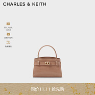 CHARLES&KEITH鱷魚(yú)紋凱莉包手提斜挎婚包包女包生日禮物CK2-50270880-1 BLUSH淺紅色 S