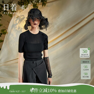日著(zhù)（rizhuo）原創(chuàng  )設計女裝2024夏季新款 小眾獨特上衣洋氣薄款針織短袖t恤 影深黑  大胸圍建議拍大一碼 S