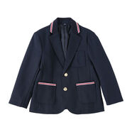 芳透青島嶗山新世紀(jì)學(xué)校校服 運(yùn)動(dòng)服裝英倫學(xué)院風(fēng)校服 姜黃色 藏青西服【男款左胸有口袋】 130