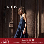 ERDOS 25春夏絲棉歐根紗吊帶小黑裙女連衣裙 藏藍(lán) M 165/84A