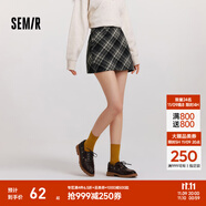 森馬（Semir）半身裙女格紋A字裙復(fù)古文藝氣質(zhì)冬俏皮時(shí)尚短裙小個(gè)子學(xué)院風(fēng) 灰藍(lán)色調(diào)00428 S
