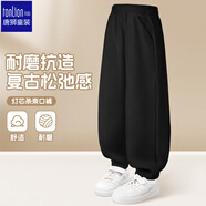 唐獅秋冬新款女童長(zhǎng)褲燈芯條束口褲運(yùn)動(dòng)休閑百搭褲子潮 黑色   160   