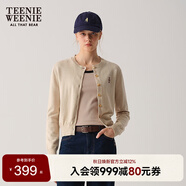 Teenie Weenie小熊針織開(kāi)衫2025年春夏新款圓領(lǐng)休閑基礎長(cháng)袖毛衣外套女空調衫