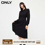 ONLY秋季通勤氣質(zhì)翻領(lǐng)短款襯衫裙連衣裙女|124107010 H1Z 黑色 160/80A/S