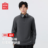 名創(chuàng  )優(yōu)品半高領(lǐng)打底衫男士冬季新款經(jīng)典插肩長(cháng)袖加絨保暖t恤男Z 深灰 M