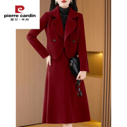 皮爾卡丹（pierre cardin）小香風(fēng)毛呢套裝連衣裙2025新款喜婆婆婚宴媽媽高端加厚兩件套 紅色 今年流行的輕奢品牌 S