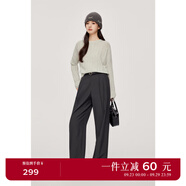 詩(shī)凡黎（'SEIFINI）【金豆羊毛】詩(shī)凡黎亮片針織開(kāi)衫2024秋新款寬松長(cháng)袖打底套頭衫女 淺灰 M 160/85CM