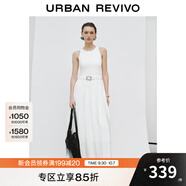 UR2025夏季新款女拼接設計感金屬扣腰帶無(wú)袖連衣裙UWJ750012 本白 (偏長(cháng)) L